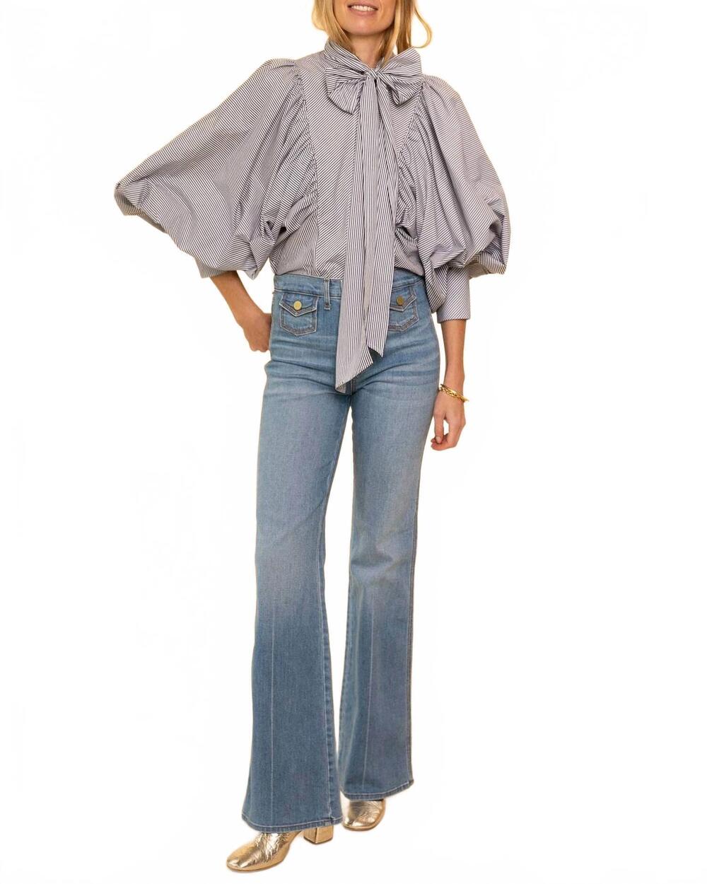 NEW ASKK NY 70s boot galley jeans in blue
